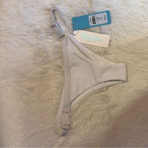 Beach Bunny RIB TIDE White Bikini Bottom with Gold Accents